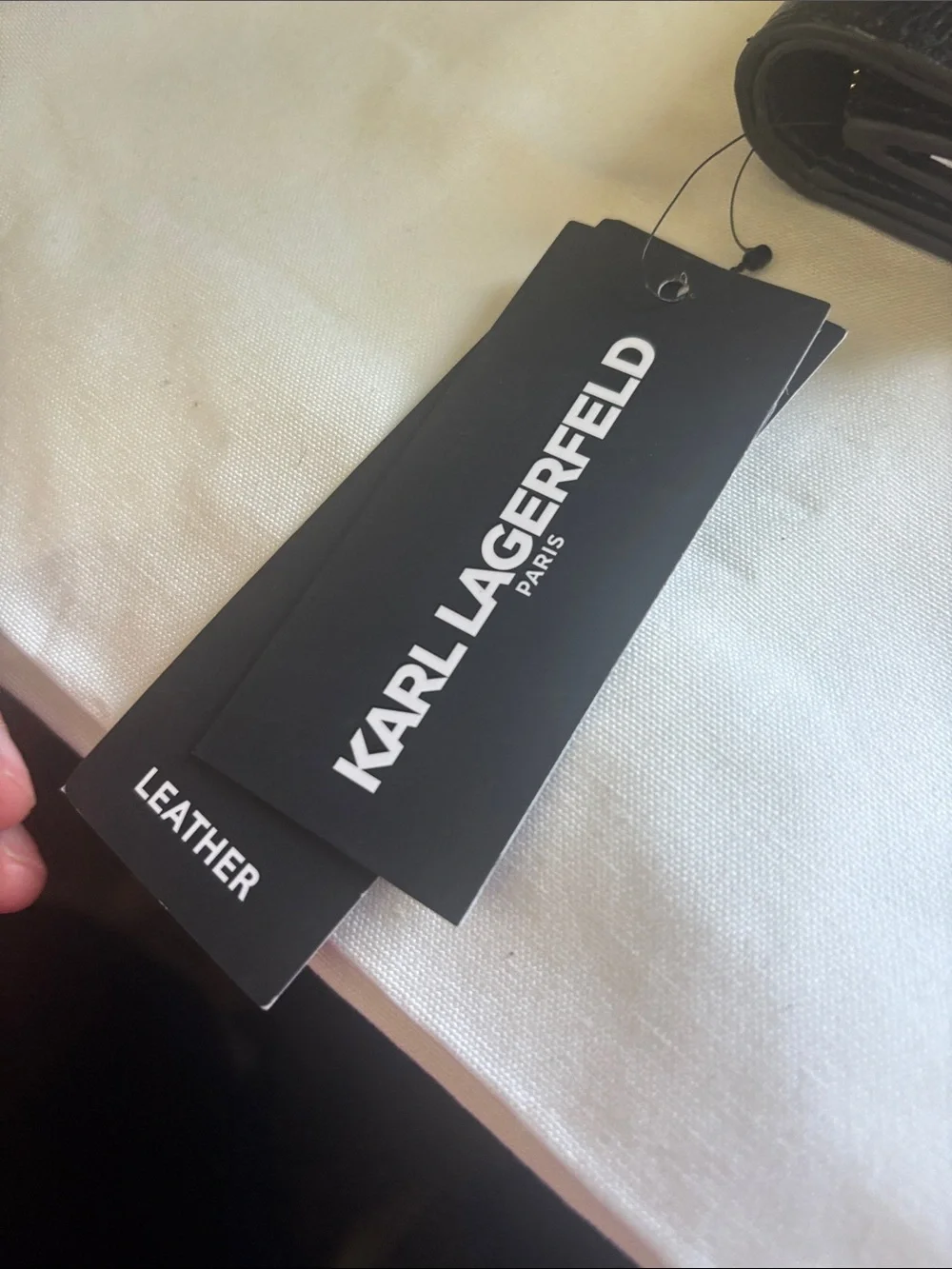 Karl Lagerfeld Black Leather Mini Wallet with Gold Logo Plaque